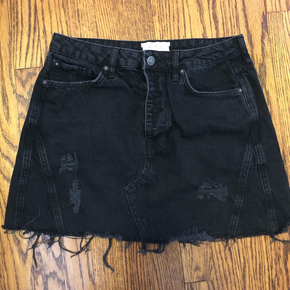Free People Black Jean Skirt